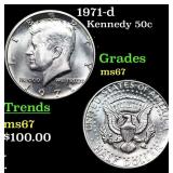 1971-d Kennedy Half Dollar 50c Grades GEM++ Unc