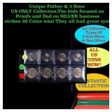 Superb Page of 8 US Coins 4x Kennedy Half Dollars,
