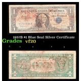1957B $1 Blue Seal Silver Certificate Grades vf, v