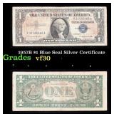 1957B $1 Blue Seal Silver Certificate Grades vf++