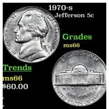 1970-s Jefferson Nickel 5c Grades GEM+ Unc
