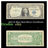 1957 $1 Blue Seal Silver Certificate Grades vf+
