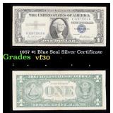 1957 $1 Blue Seal Silver Certificate Grades vf++