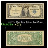 1957 $1 Blue Seal Silver Certificate Grades vf+