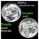 1959-p Roosevelt Dime 10c Grades GEM++ Unc