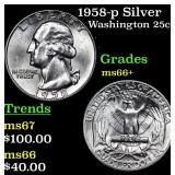 1958-p Washington Quarter Silver 25c Grades GEM++
