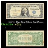 1957 $1 Blue Seal Silver Certificate Grades vf+