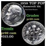 Proof 1959 Roosevelt Dime TOP POP! 10c Graded pr69