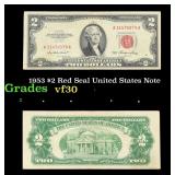 1953 $2 Red Seal United States Note Grades vf++
