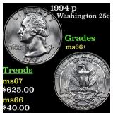 1994-p Washington Quarter 25c Grades GEM++ Unc