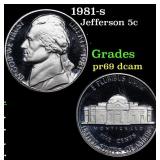 Proof 1981-s Jefferson Nickel 5c Grades GEM++ Proo