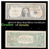 1957A $1 Blue Seal Silver Certificate Grades vf de