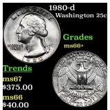 1980-d Washington Quarter 25c Grades GEM++ Unc