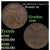 1859 (BM) Russia 1 Kopek Y# 3.2 Grades xf