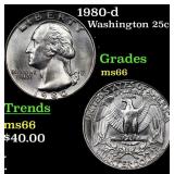 1980-d Washington Quarter 25c Grades GEM+ Unc