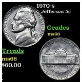 1970-s Jefferson Nickel 5c Grades GEM+ Unc