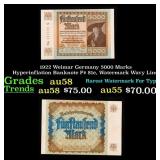 1922 Weimar Germany 5000 Marks Hyperinflation Bank