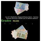 Lot of 5 Zimbabwe Hyperinflation Notes - Various D
