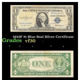 1935F $1 Blue Seal Silver Certificate Grades vf++