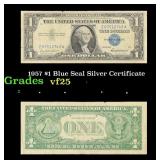 1957 $1 Blue Seal Silver Certificate Grades vf+