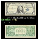 1957 $1 Blue Seal Silver Certificate Grades vf++