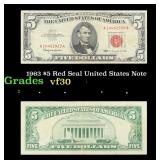 1963 $5 Red Seal United States Note Grades vf++