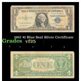 1957 $1 Blue Seal Silver Certificate Grades vf+