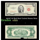1953C $2 Red Seal United States Note Grades vf+