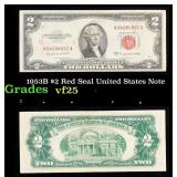 1953B $2 Red Seal United States Note Grades vf+