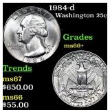 1984-d Washington Quarter 25c Grades GEM++ Unc