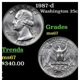 1987-d Washington Quarter 25c Grades GEM++ Unc