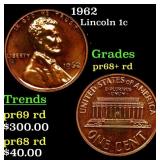 Proof 1962 Lincoln Cent 1c Grades Gem++ Proof Red