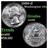 1989-d Washington Quarter 25c Grades GEM+ Unc