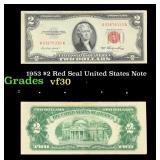1953 $2 Red Seal United States Note Grades vf++