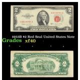 1953B $2 Red Seal United States Note Grades xf