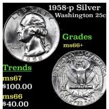 1958-p Washington Quarter Silver 25c Grades GEM++