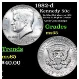 1982-d Kennedy Half Dollar 50c Grades GEM Unc