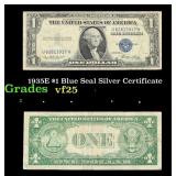 1935E $1 Blue Seal Silver Certificate Grades vf+