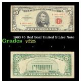 1963 $5 Red Seal United States Note Grades vf+