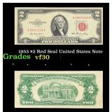 1953 $2 Red Seal United States Note Grades vf++