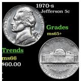 1970-s Jefferson Nickel 5c Grades GEM+ Unc