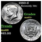 1980-d Kennedy Half Dollar 50c Grades GEM+ Unc