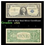 1957 $1 Blue Seal Silver Certificate Grades vf+
