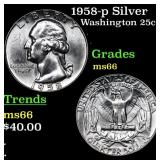 1958-p Washington Quarter Silver 25c Grades GEM+ U