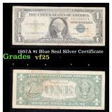 1957A $1 Blue Seal Silver Certificate Graded vf+