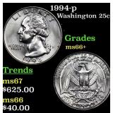 1994-p Washington Quarter 25c Grades GEM++ Unc