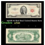1953B $2 Red Seal United States Note Grades xf