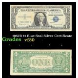 1957B $1 Blue Seal Silver Certificate Grades vf++