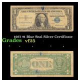 1957 $1 Blue Seal Silver Certificate Grades vf+