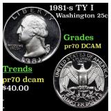 Proof 1981-s TY I Washington Quarter 25c Grades GE